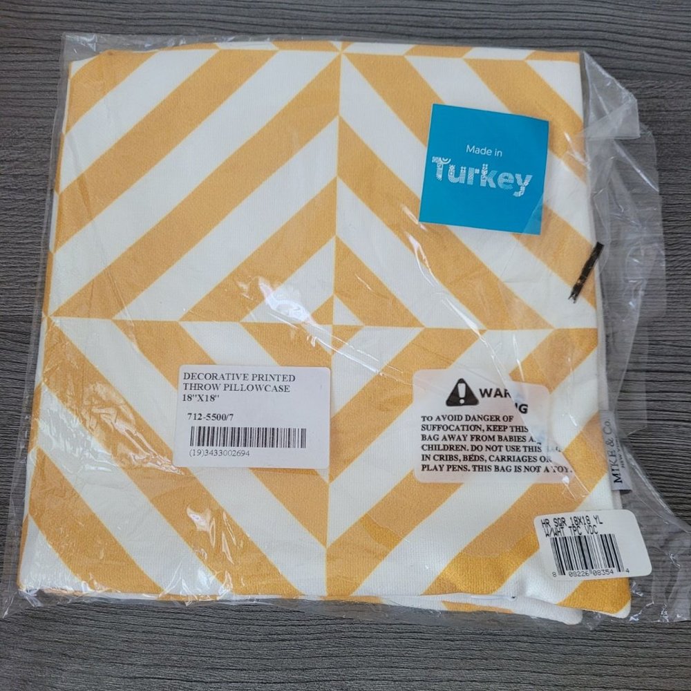 homeroots decorative printed throw pillow case  18x18 yellow